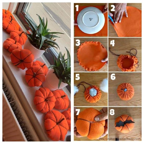 beautiful pumpkins made with fabrics 3