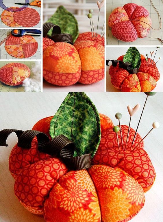 beautiful pumpkins made with fabrics