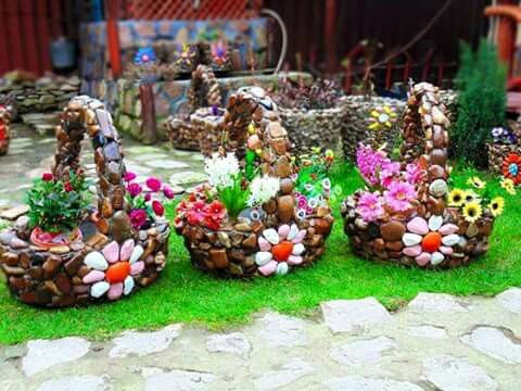 creative stone flower pot ideas