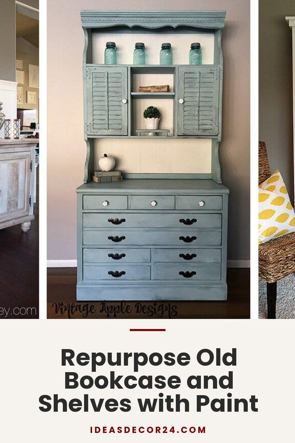 Repurpose Old Bookcase and Shelves with Paint