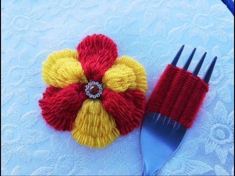 crochet flower with fork 1