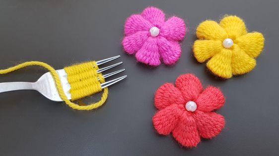 crochet flower with fork 10