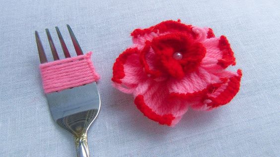 crochet flower with fork 5