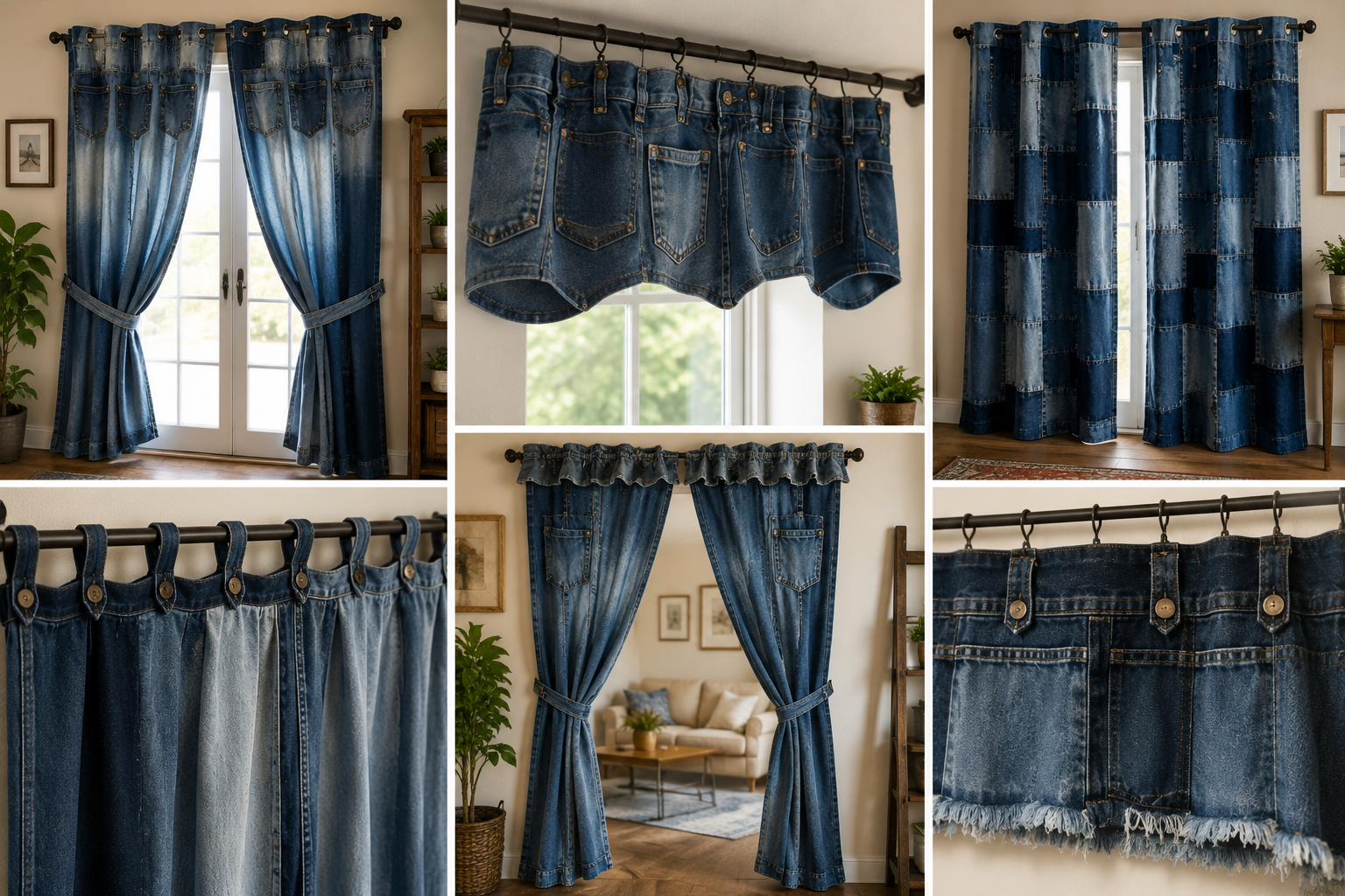 Curtains Made From Old Jeans: DIY Denim Decor curtains made from old jeans diy denim decor 2