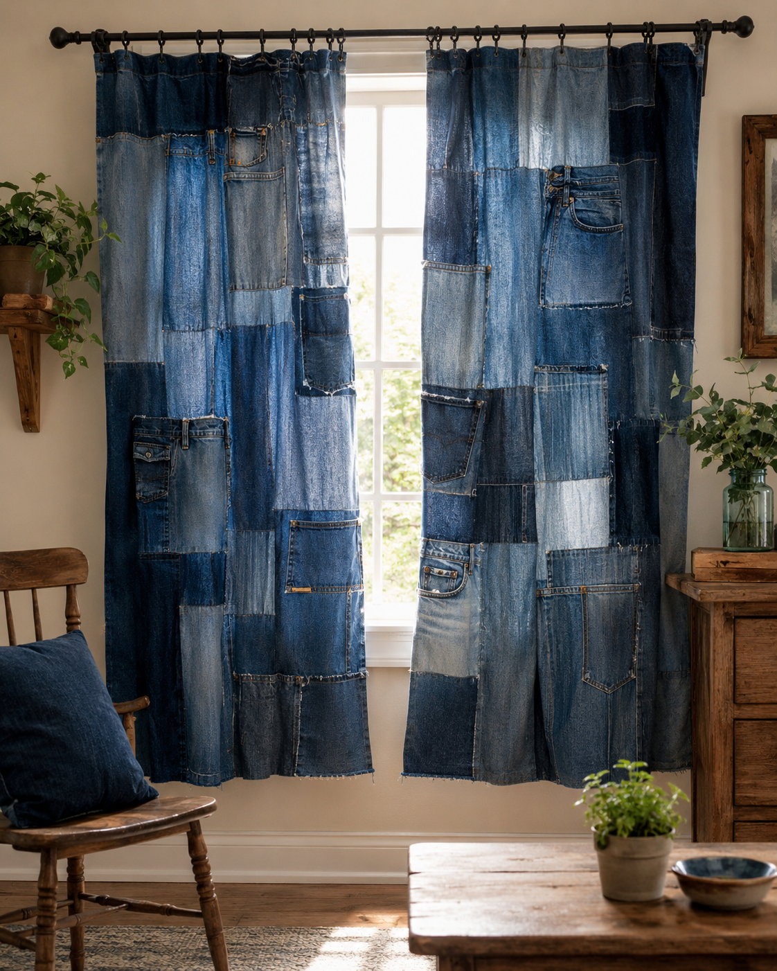 Curtains Made From Old Jeans: DIY Denim Decor curtains made from old jeans diy denim decor 4