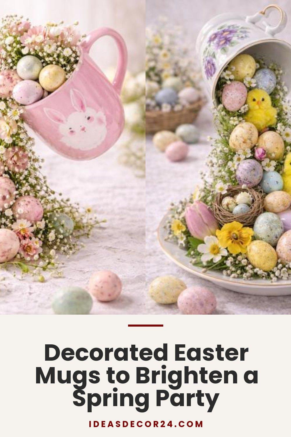 Decorated Easter Mugs to Brighten a Spring Party