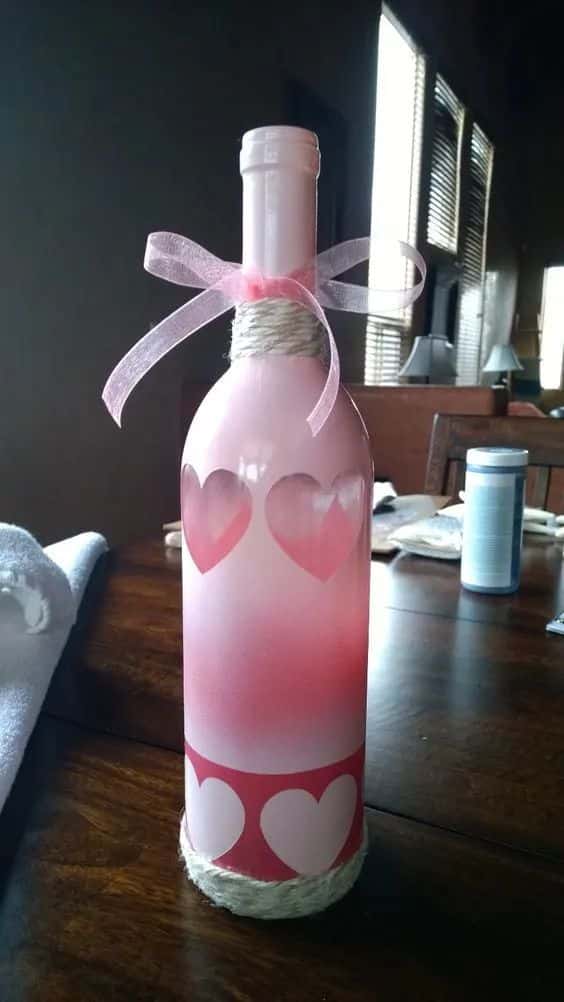 decorated glass bottles valentines 10