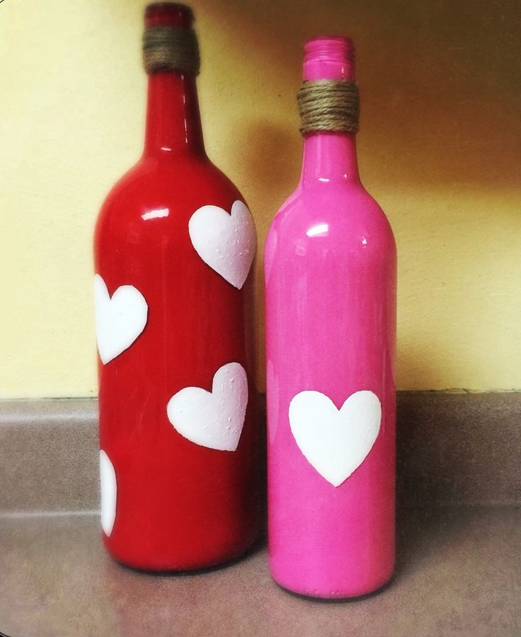 decorated glass bottles valentines 4