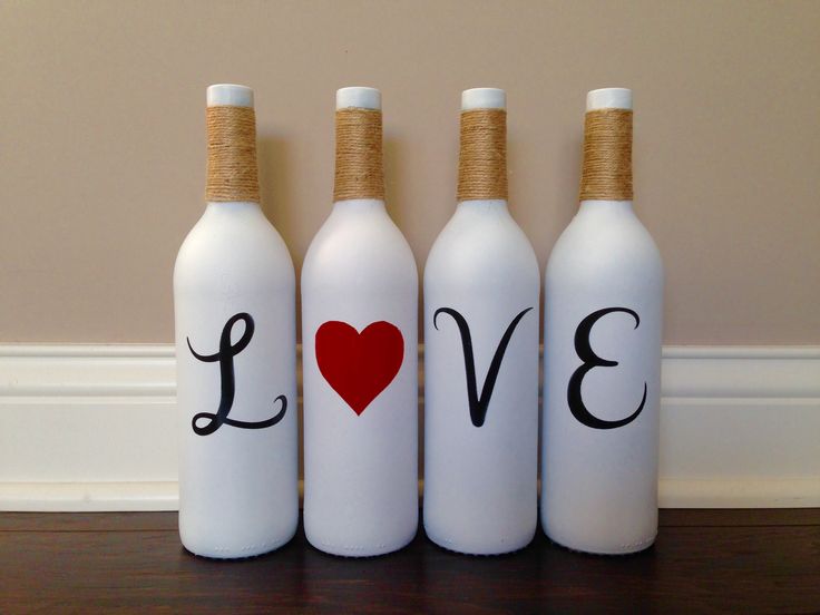 decorated glass bottles valentines 6