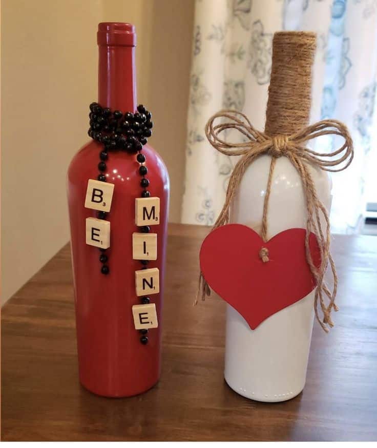 decorated glass bottles valentines 7