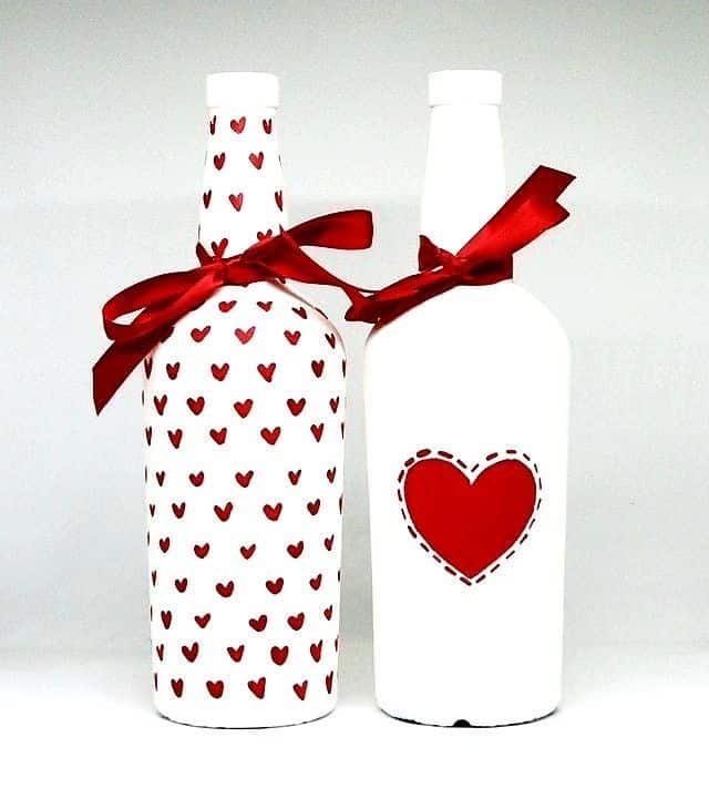 decorated glass bottles valentines