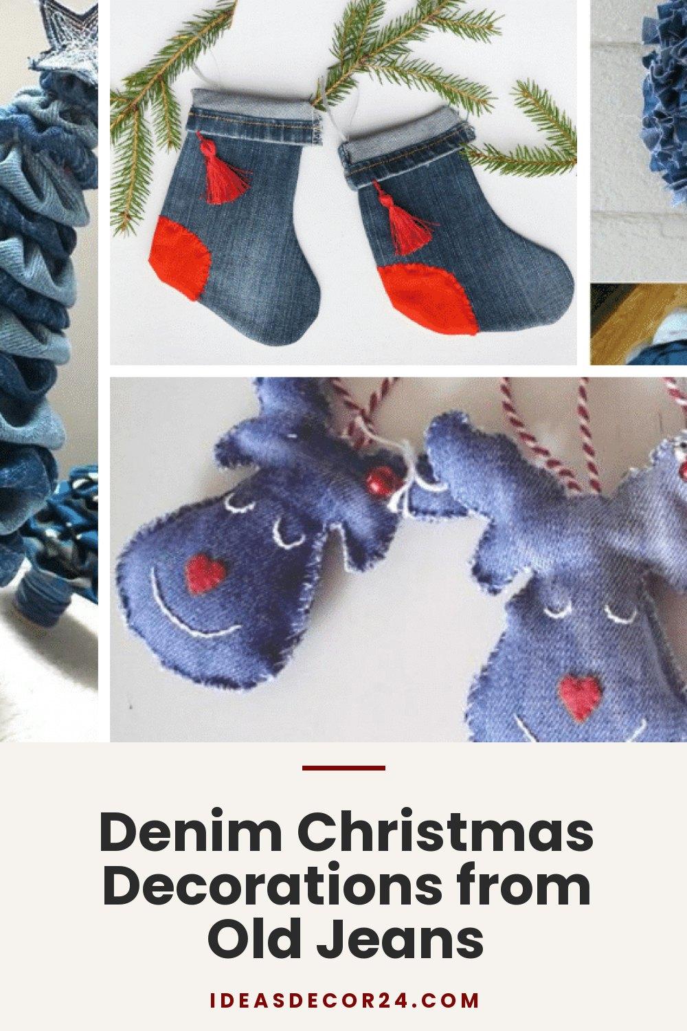 Denim Christmas Decorations from Old Jeans