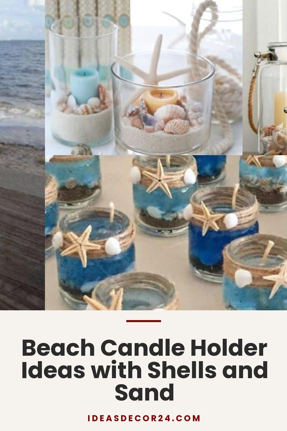 Beach Candle Holder Ideas with Shells and Sand