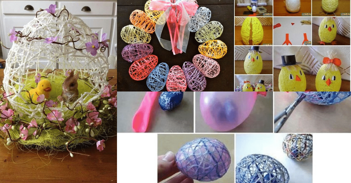 Easter Crafts Diy String Eggs