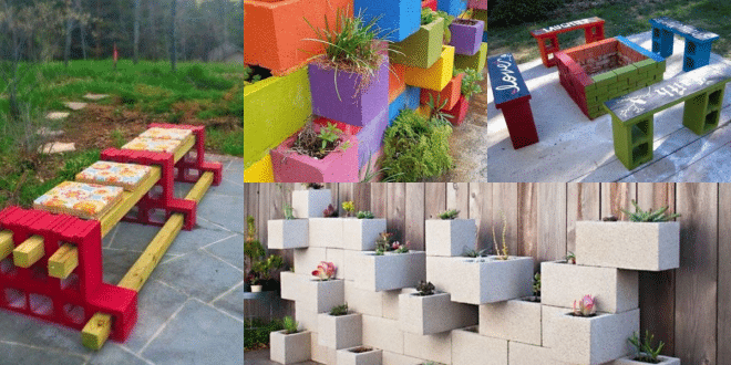 diy garden with concrete block