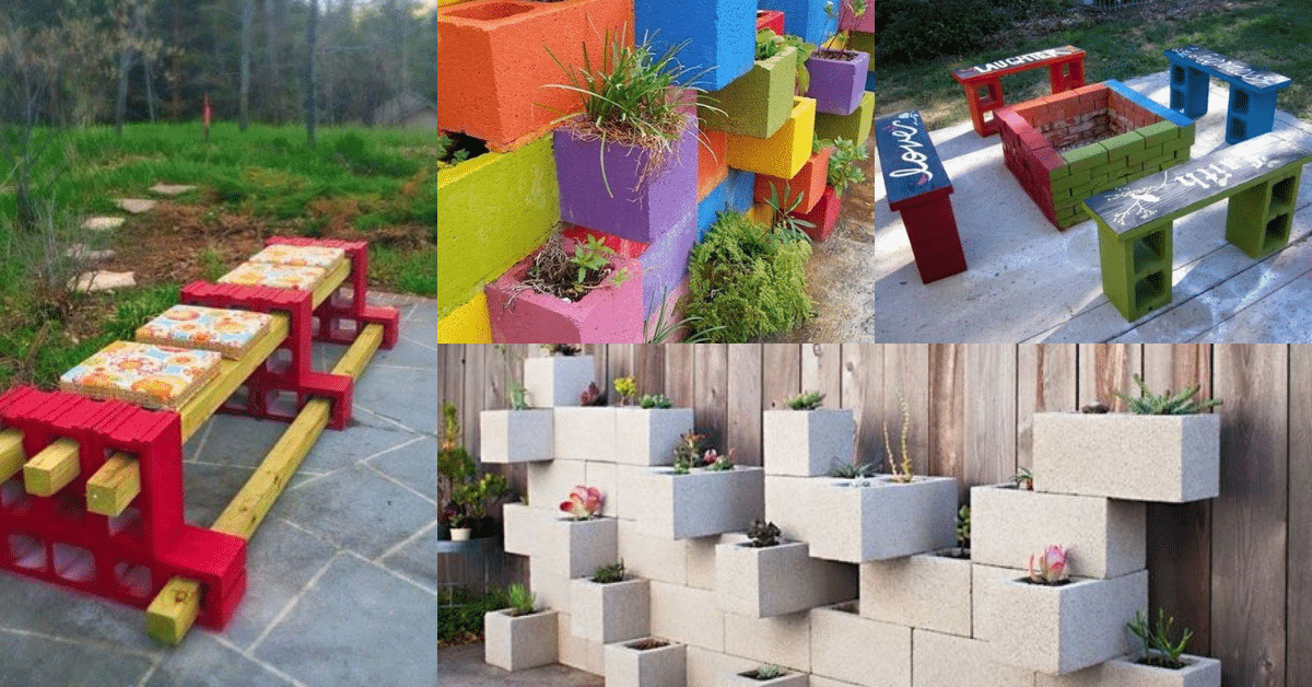 Diy garden with concrete block