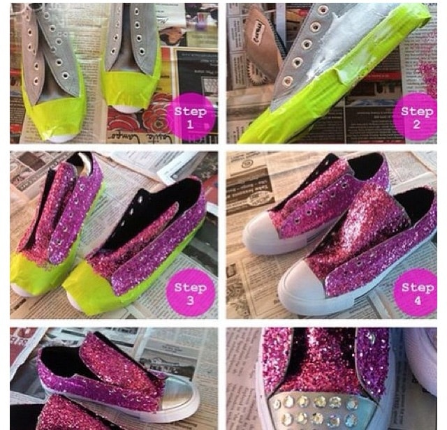 diy glitter shoes 5