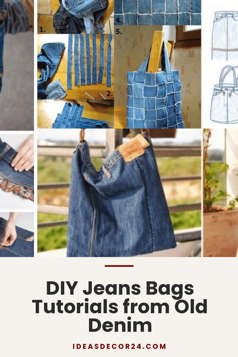 DIY Jeans Bags Tutorials from Old Denim