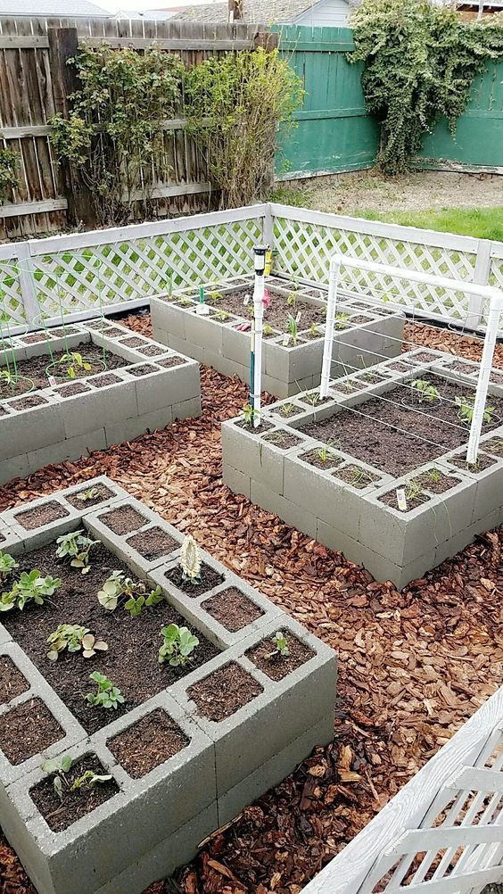 diy small garden beds with concrete blocks 5
