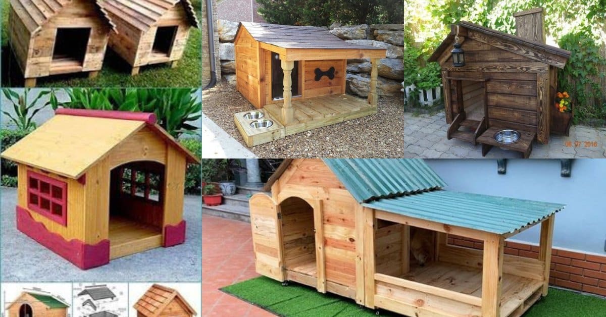 Beautiful dog house made from wooden pallets