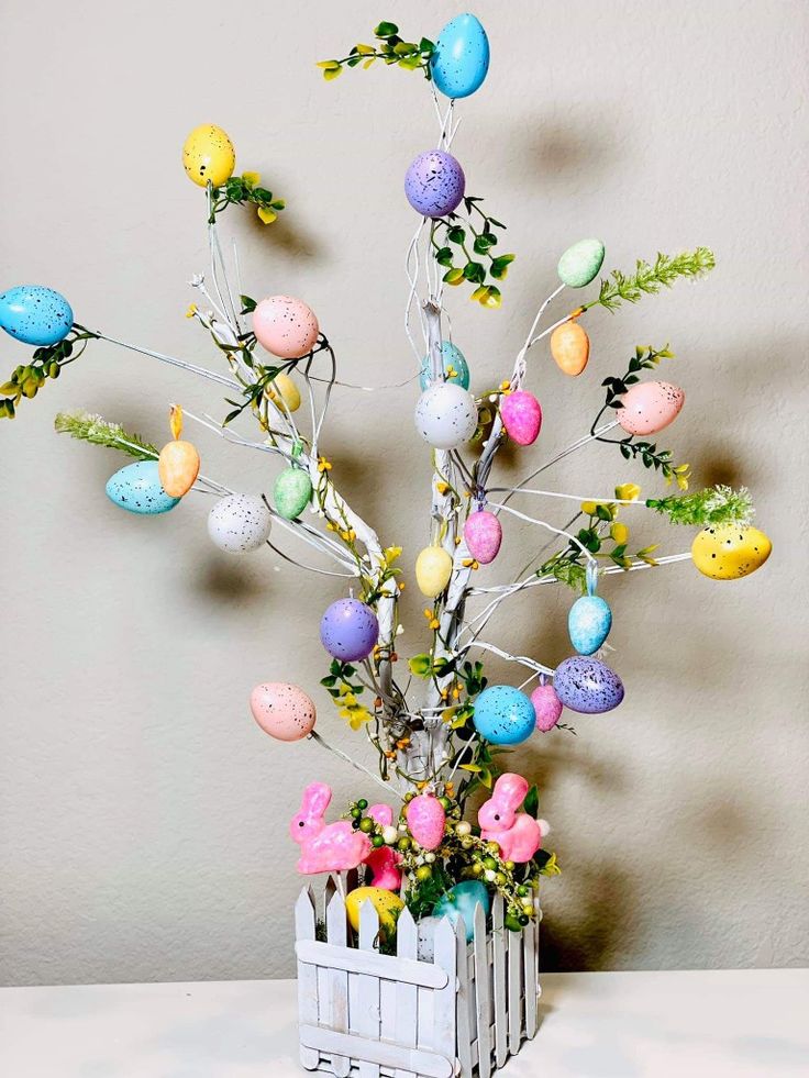 easter trees decorated with eggs 2