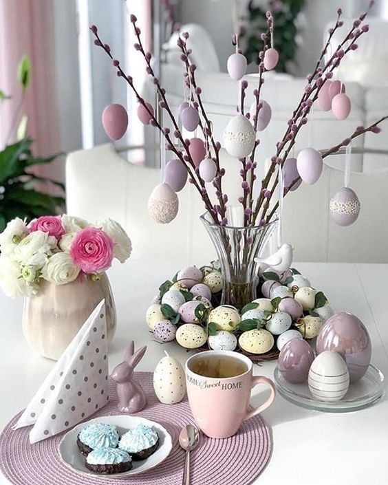 easter trees decorated with eggs