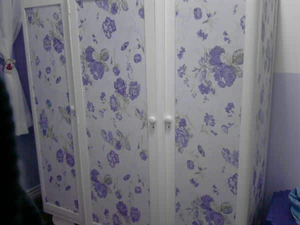 ecycling antique wardrobe with fabric 17