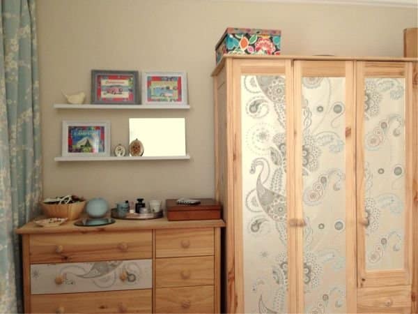 ecycling antique wardrobe with fabric 6
