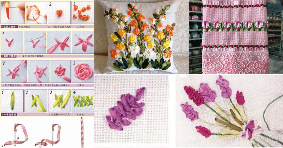 embroidery ideas with satin ribbons