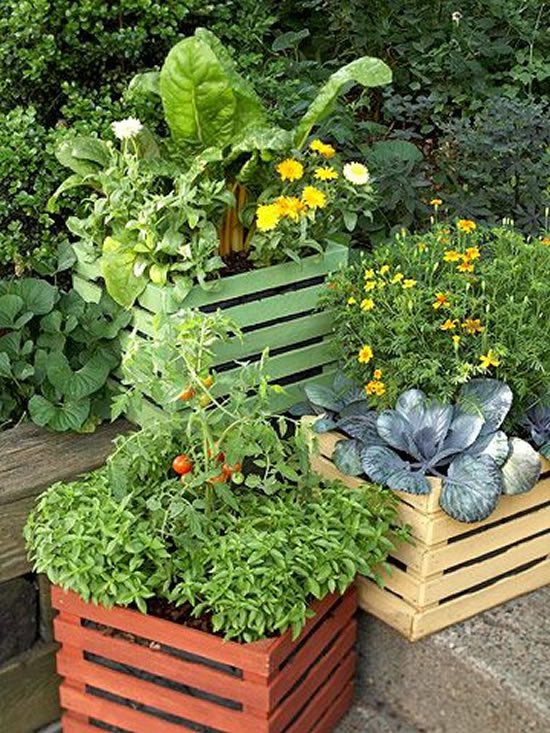 garden decoration with wooden crates 10