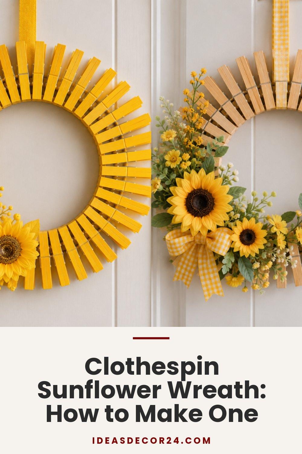 Clothespin Sunflower Wreath: How to Make One