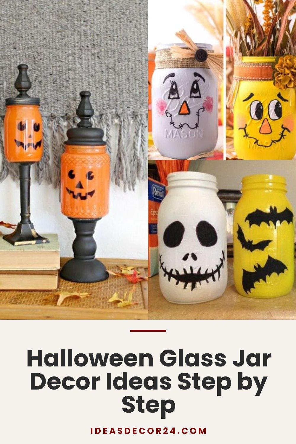 Halloween Glass Jar Decor Ideas Step by Step