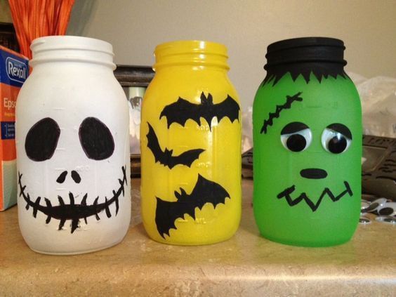 ideas for decorating glass jars for halloween 5