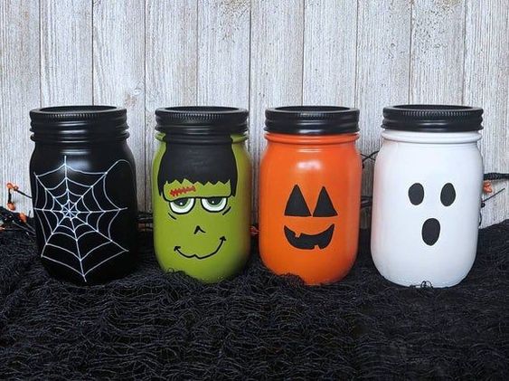 ideas for decorating glass jars for halloween 6