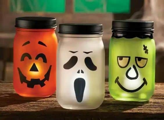 ideas for decorating glass jars for halloween 9