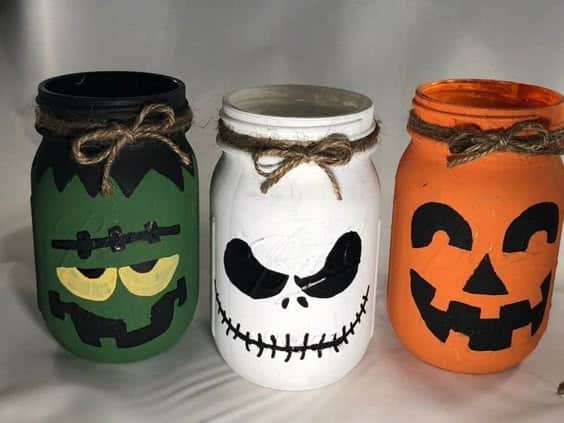 ideas for decorating glass jars for halloween