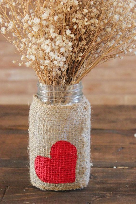 ideas of decorated glass jars for valentines day 1