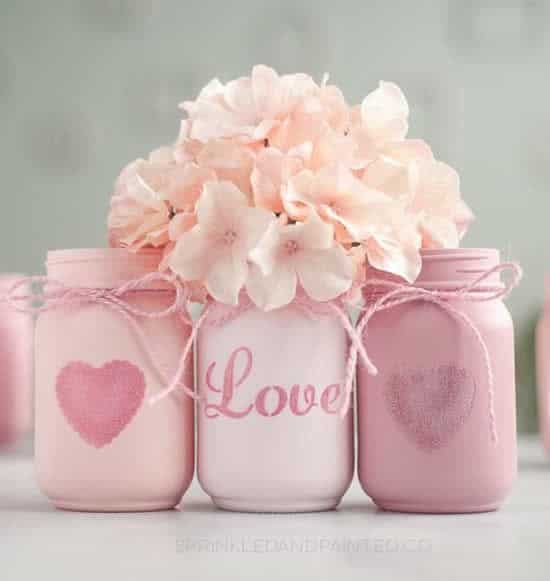 ideas of decorated glass jars for valentines day 2