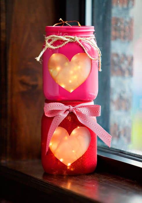 ideas of decorated glass jars for valentines day 4