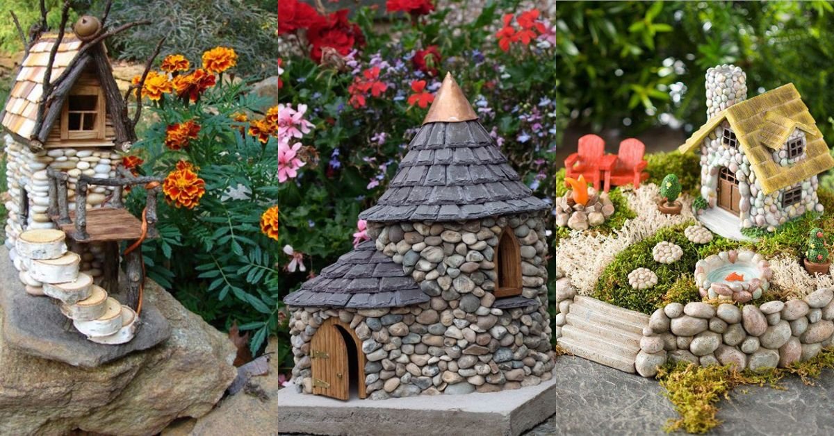 15+ Ideas decorate your garden with Miniature Stone Houses