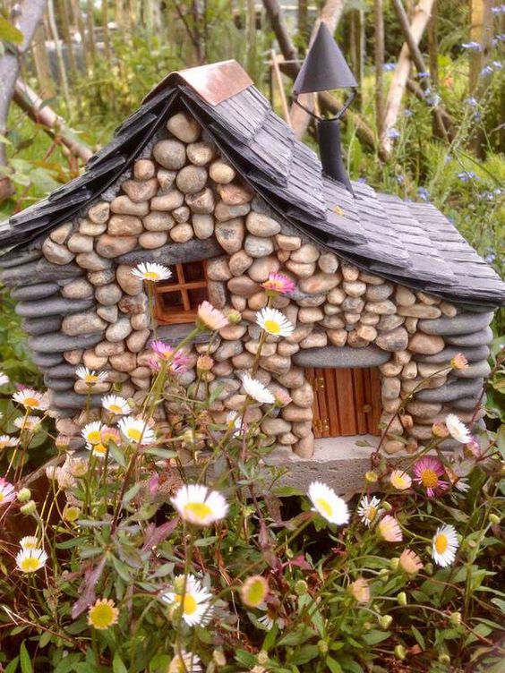 miniature stone houses garden 3