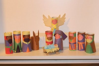 Nativity scene made with recycled materials