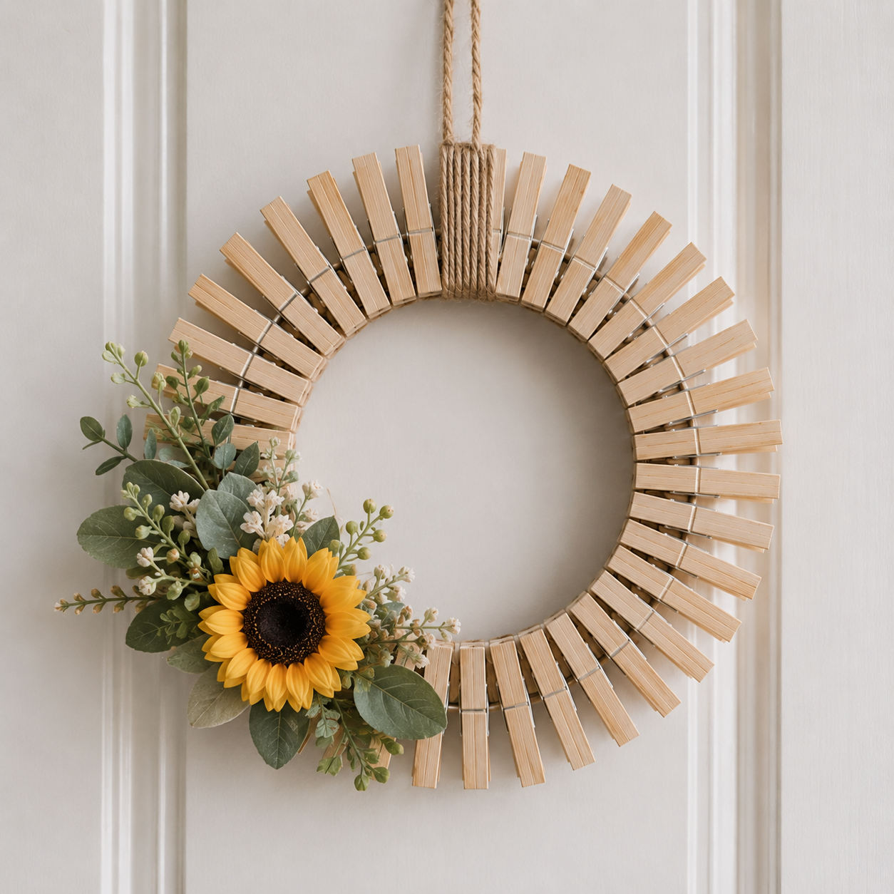How To Make a Beautiful Clothespin Sunflower Wreath ow to make a beautiful clothespin sunflower wreath step by step 1