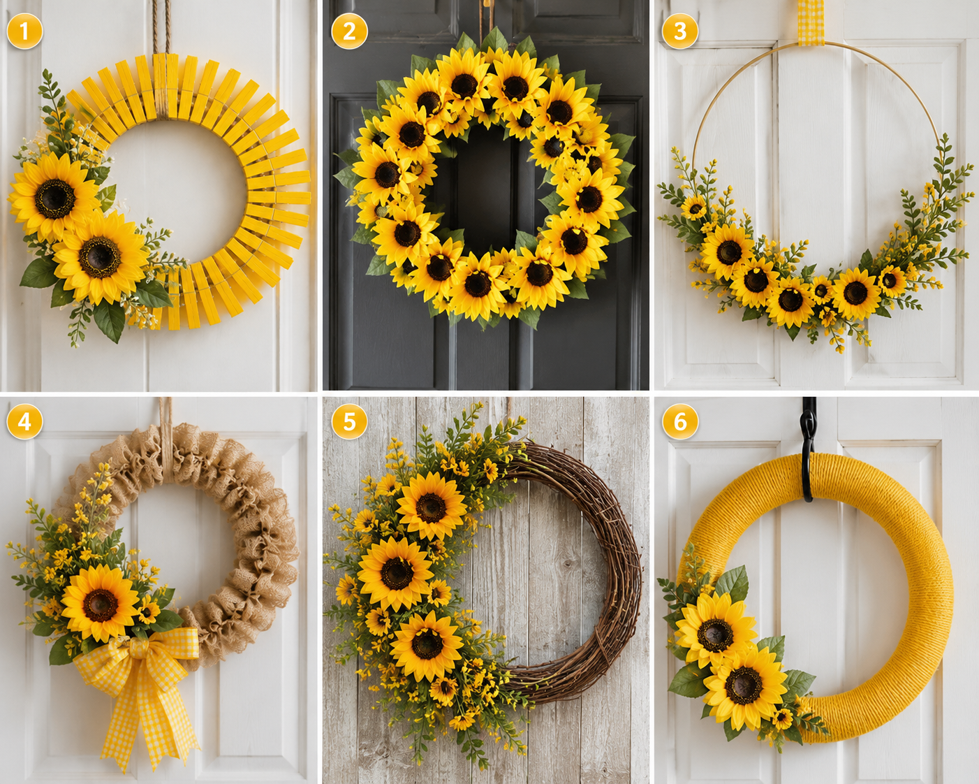 How To Make a Beautiful Clothespin Sunflower Wreath ow to make a beautiful clothespin sunflower wreath step by step 4