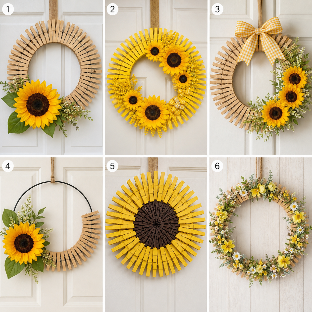 How To Make a Beautiful Clothespin Sunflower Wreath ow to make a beautiful clothespin sunflower wreath step by step 5