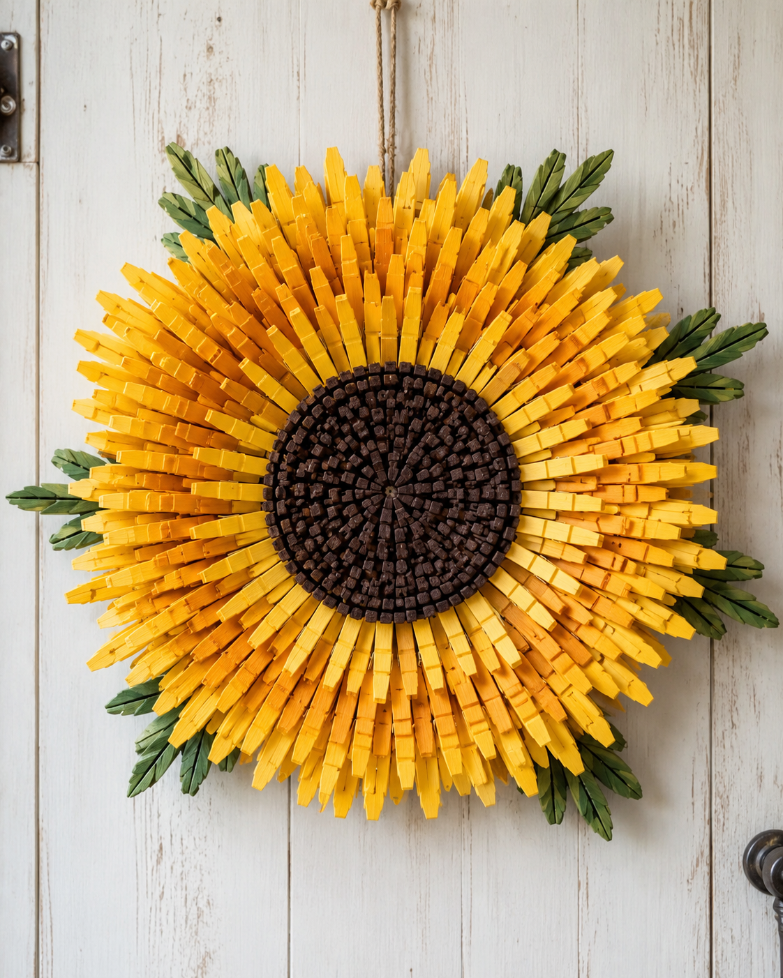 How To Make a Beautiful Clothespin Sunflower Wreath ow to make a beautiful clothespin sunflower wreath step by step 6