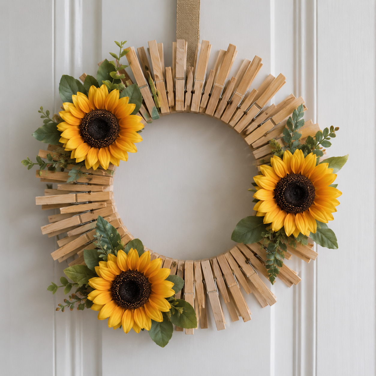 How To Make a Beautiful Clothespin Sunflower Wreath ow to make a beautiful clothespin sunflower wreath step by step
