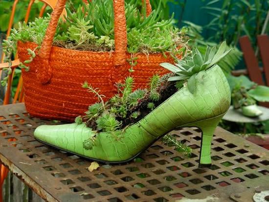 plant pots with old shoes 3