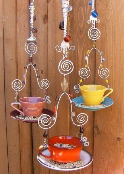 recycled cup bird feeder 3