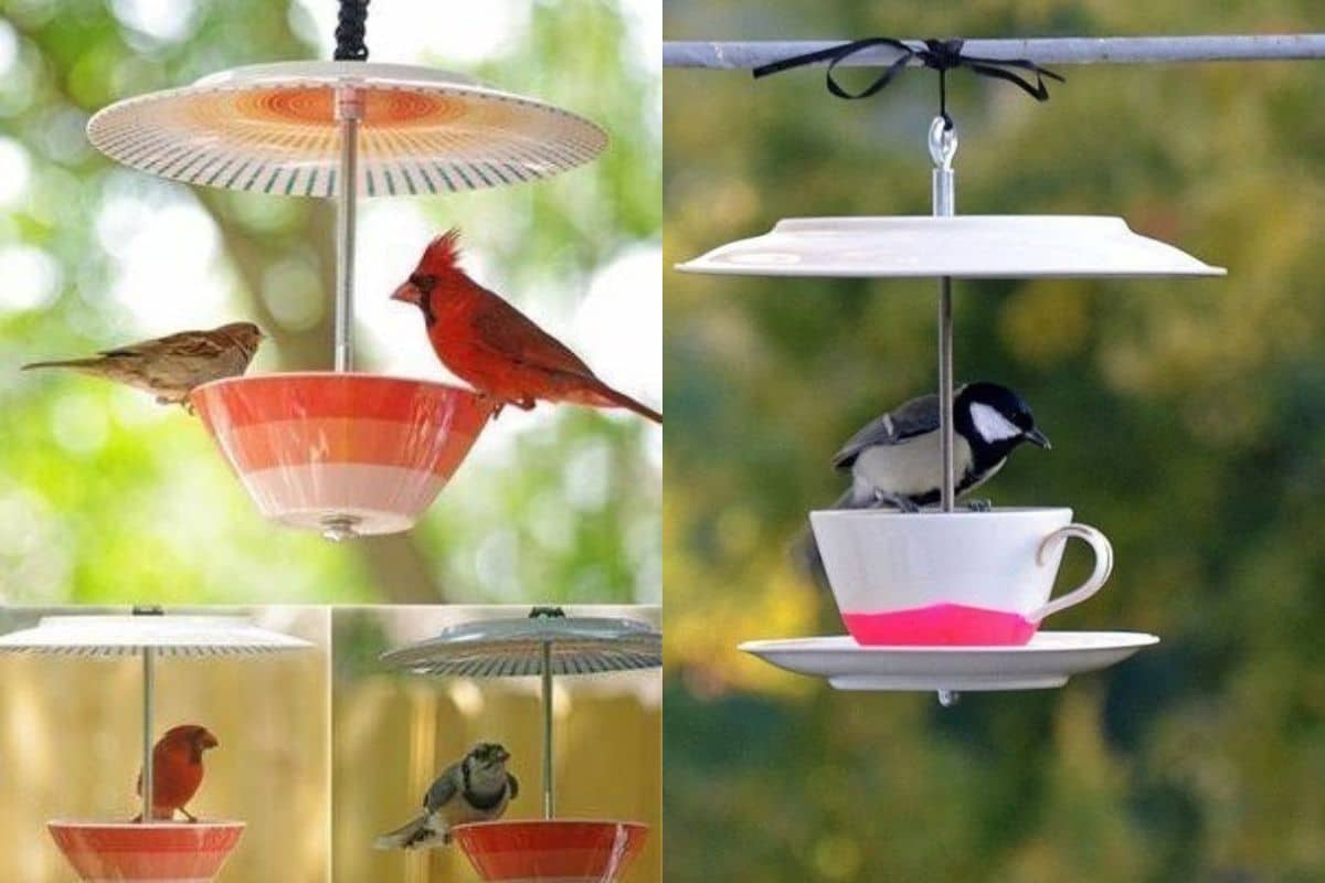 recycled cup bird feeder 6